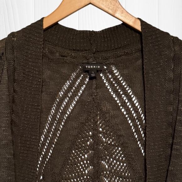 TORRID Pointelle Cardigan Short Sleeve Dolman Sweater - Picture 10 of 14